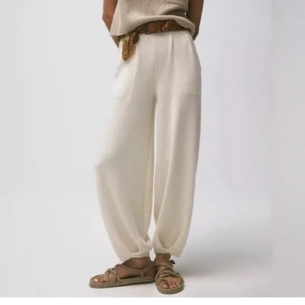 Free People Freya Cream Wide-Leg Pants